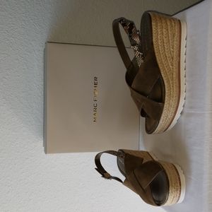 NEW Marc Fisher Cross Band Platform Wedge Espadrille Sandal